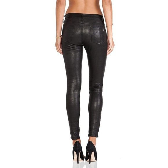 Rag & Bone Lamb Leather Skinny Jeans sz 25 Washed Black $1000 - Picture 9 of 11